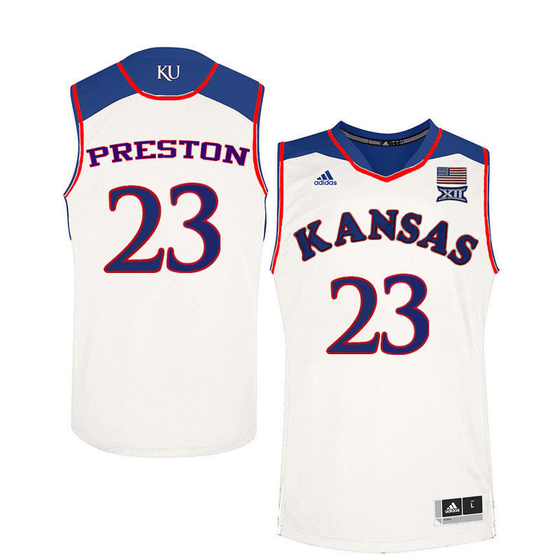 Men Kansas Jayhawks #23 Billy Preston College Basketball Jerseys-White - Click Image to Close